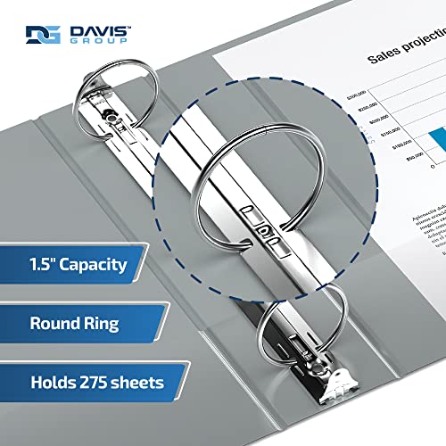 Davis Group Easyview Premium 3-Ring Binders with Clear-View Covers and Round Rings, Binders for School or Office, 1.5 Inch, Pack of 6, Gray - Image 2