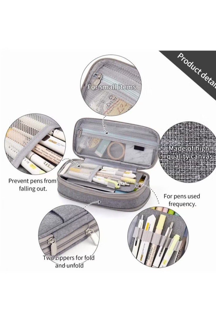 Large Capacity Pencil Case Cosmetic Bag Large Capacity Storage Bag With Zipper Suitable For School Office - Image 2