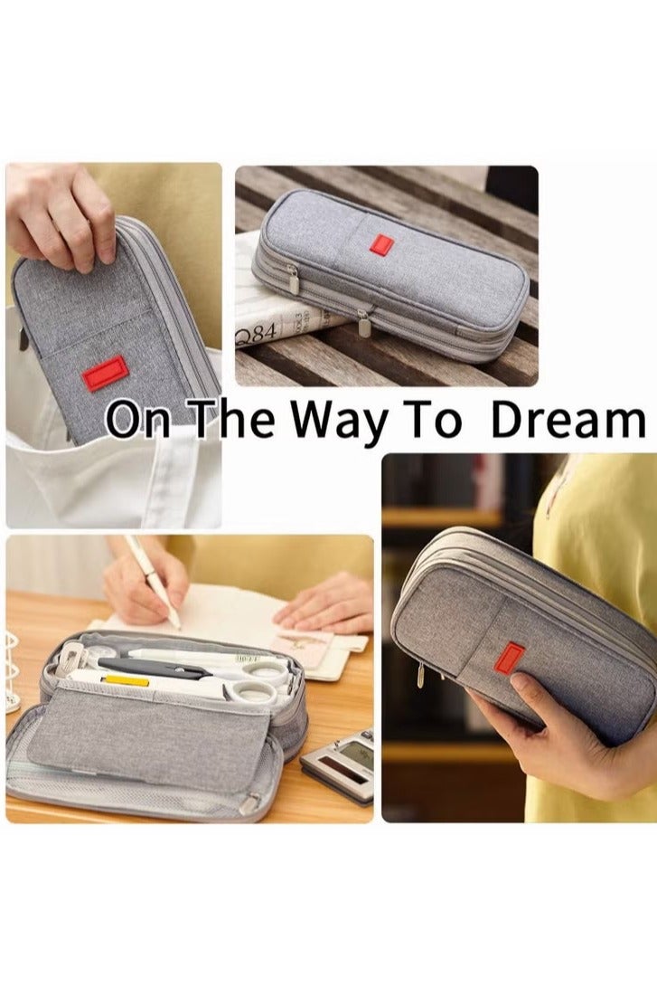 Large Capacity Pencil Case Cosmetic Bag Large Capacity Storage Bag With Zipper Suitable For School Office - Image 5
