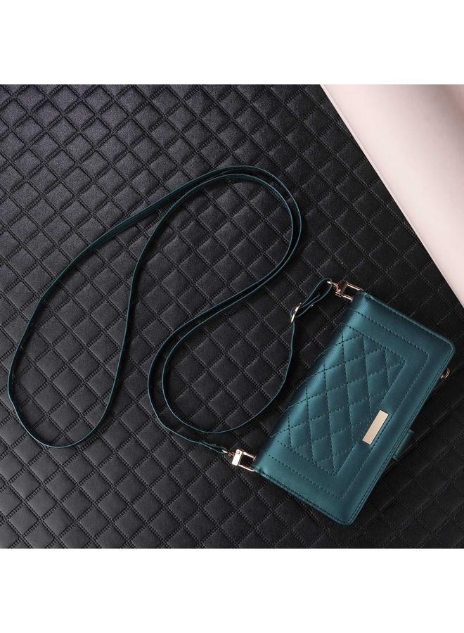 اس-توب جراب هاتف iPhone 15 Pro Crossbody بسحاب ومحفظة من الجلد على شكل معين - Image 2