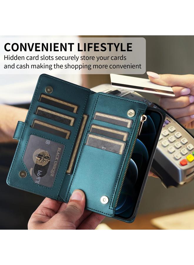 اس-توب جراب هاتف iPhone 15 Pro Crossbody بسحاب ومحفظة من الجلد على شكل معين - Image 5