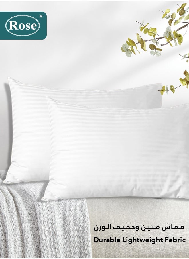 Rose Rose Luxurious Stripe Pillow Covers Set with Envelop Closure Design, Pillowcases 2-Pieces Set, Soft & Cozy Microfiber Breathable and Cooling, Standard Size 50×75 cm, White  - Image 4