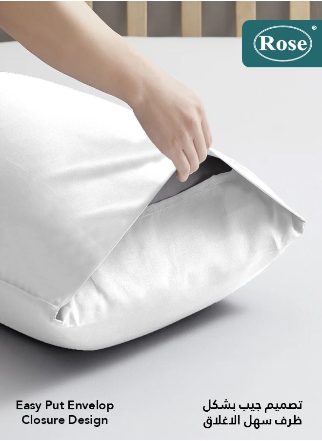 Rose Rose Luxurious Stripe Pillow Covers Set with Envelop Closure Design, Pillowcases 2-Pieces Set, Soft & Cozy Microfiber Breathable and Cooling, Standard Size 50×75 cm, White  - Image 5