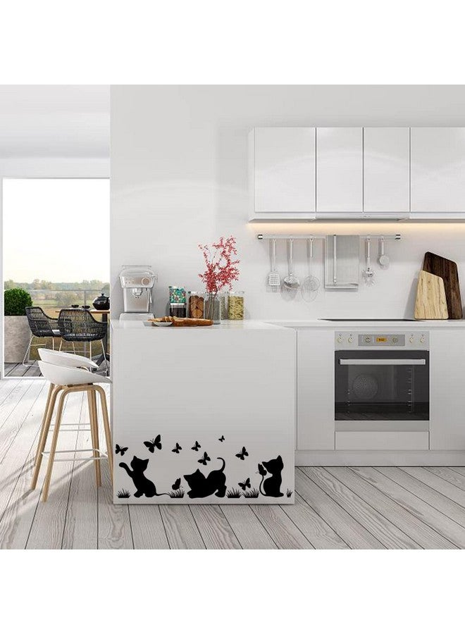 Fencosyn Fun Silhouette Cat Catches Butterfly Kids Baby Room Bedroom Living Room Vinyl Wall Sticker Home Decor - Image 3