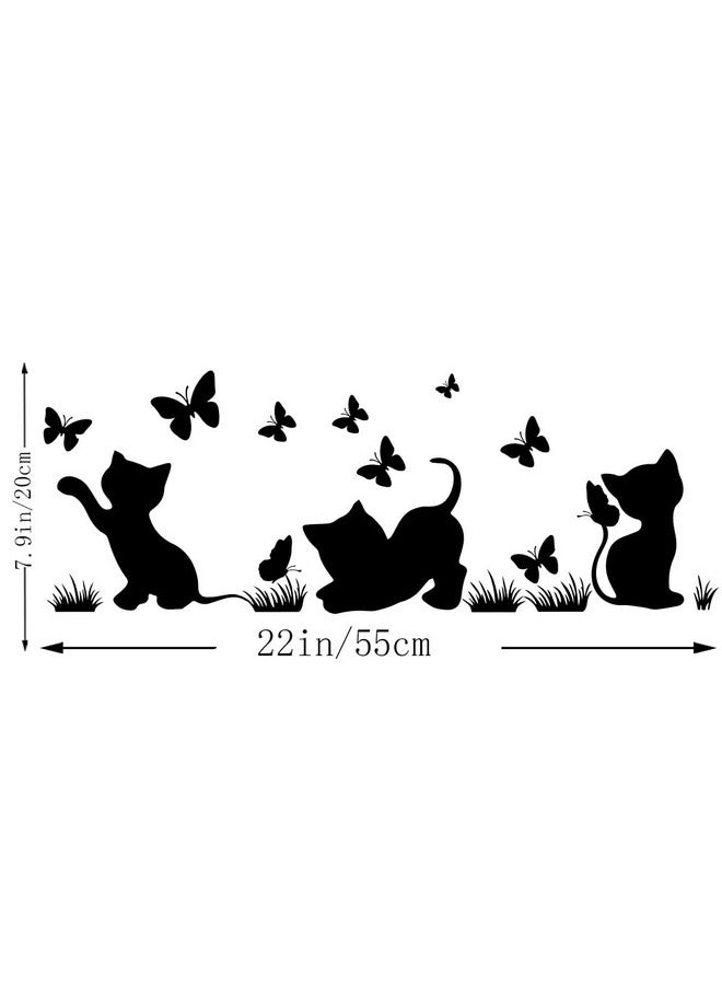 Fencosyn Fun Silhouette Cat Catches Butterfly Kids Baby Room Bedroom Living Room Vinyl Wall Sticker Home Decor - Image 4