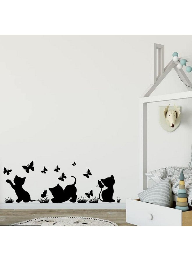 Fencosyn Fun Silhouette Cat Catches Butterfly Kids Baby Room Bedroom Living Room Vinyl Wall Sticker Home Decor - Image 2