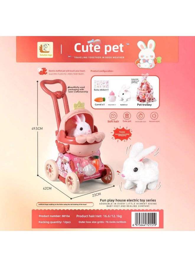 Roco Moe Pet Cart Cat Bunny Dog Electric Walking Simulation Play-house Children's Toys-Color:8817 Rabbit Bottle Trolley (capibala)  - Image 2
