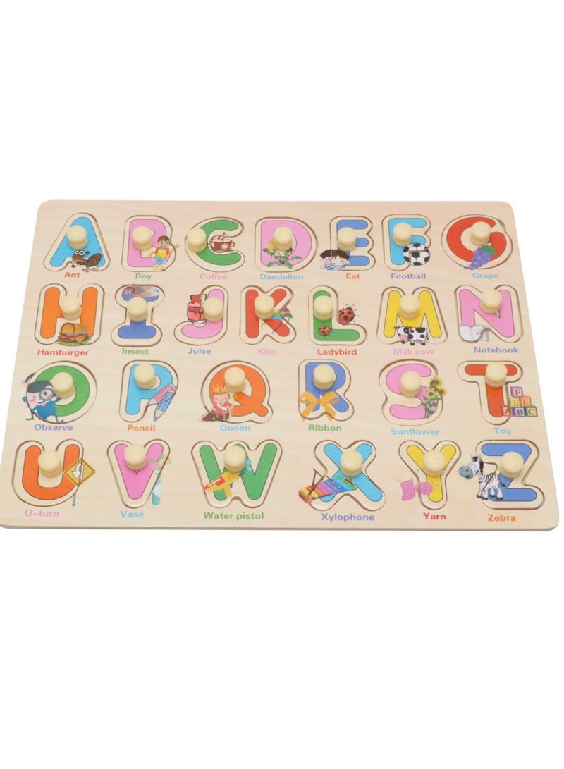 Mordely Alphabet Jigsaw Puzzles Word Puzzle Puzzles for Toddlers Puzzles for Kids Toddlers Puzzles Puzzle Games Toddler Jigsaw Puzzles Puzzle for Toddlers Wooden Child Grab Board Letter - Image 1