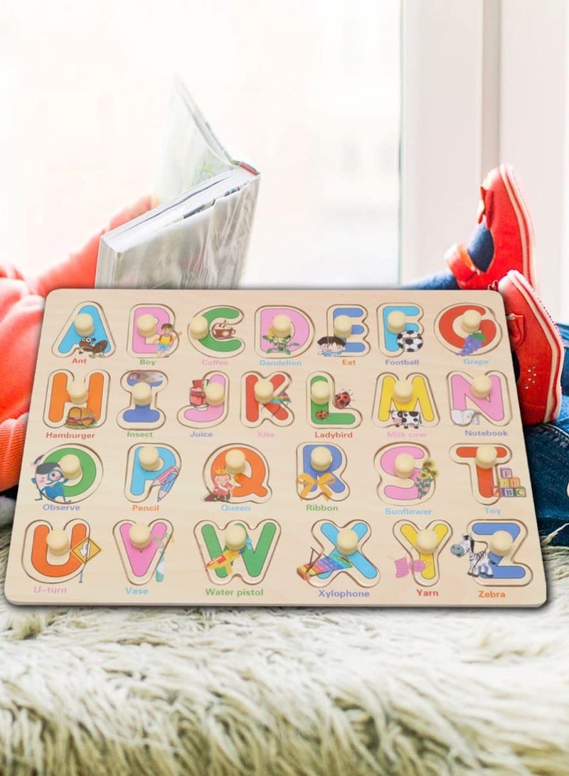 Mordely Alphabet Jigsaw Puzzles Word Puzzle Puzzles for Toddlers Puzzles for Kids Toddlers Puzzles Puzzle Games Toddler Jigsaw Puzzles Puzzle for Toddlers Wooden Child Grab Board Letter - Image 2