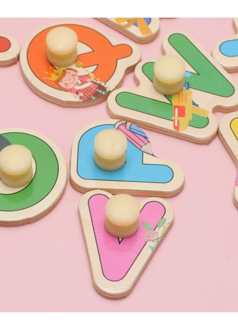 Mordely Alphabet Jigsaw Puzzles Word Puzzle Puzzles for Toddlers Puzzles for Kids Toddlers Puzzles Puzzle Games Toddler Jigsaw Puzzles Puzzle for Toddlers Wooden Child Grab Board Letter - Image 3