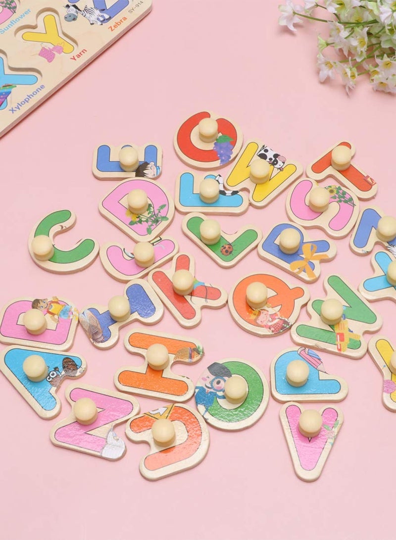 Mordely Alphabet Jigsaw Puzzles Word Puzzle Puzzles for Toddlers Puzzles for Kids Toddlers Puzzles Puzzle Games Toddler Jigsaw Puzzles Puzzle for Toddlers Wooden Child Grab Board Letter - Image 4