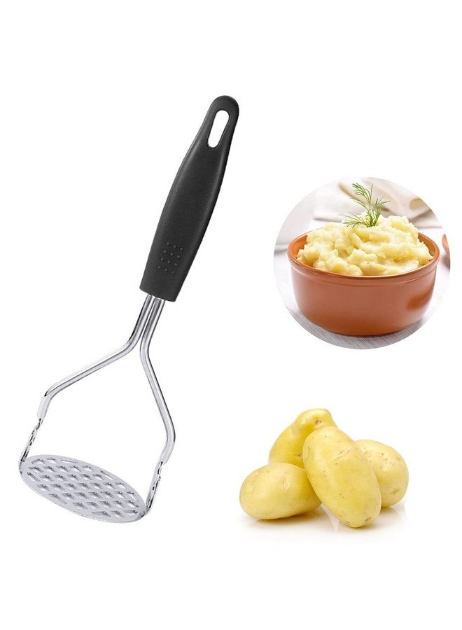 HENIJ® Stainless Steel Potato Ricer Masher | Kitchen Gadget with Non-Slip Handle, Masher Utensil for Mashed Potato, Vegetables, Fruits and and Baby Food, Durable (Black, Pack of 1) - Image 1