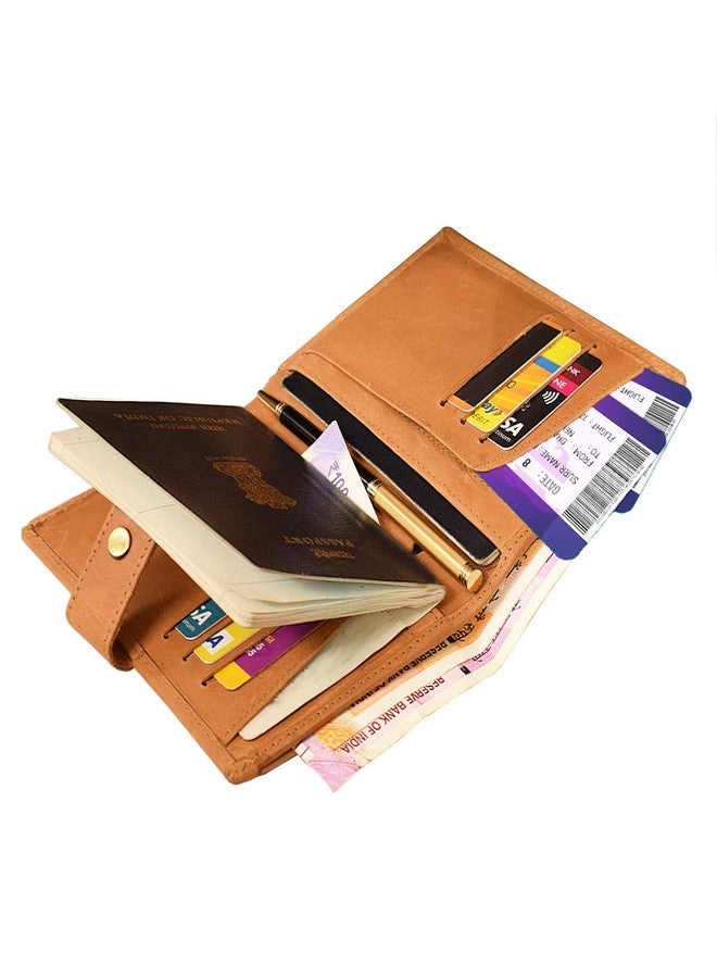 ABYS Genuine Leather Tan Women Wallet||Passport Cover||Coin Purse & Pouch||Passport Wallet||Card Holder||Passport Holder - Image 3