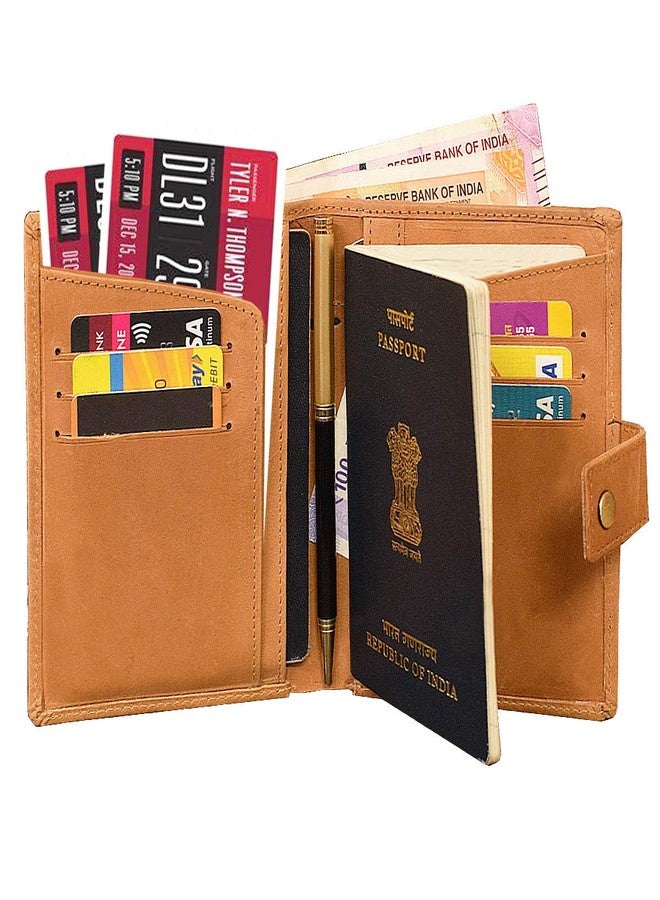 ABYS Genuine Leather Tan Women Wallet||Passport Cover||Coin Purse & Pouch||Passport Wallet||Card Holder||Passport Holder - Image 5