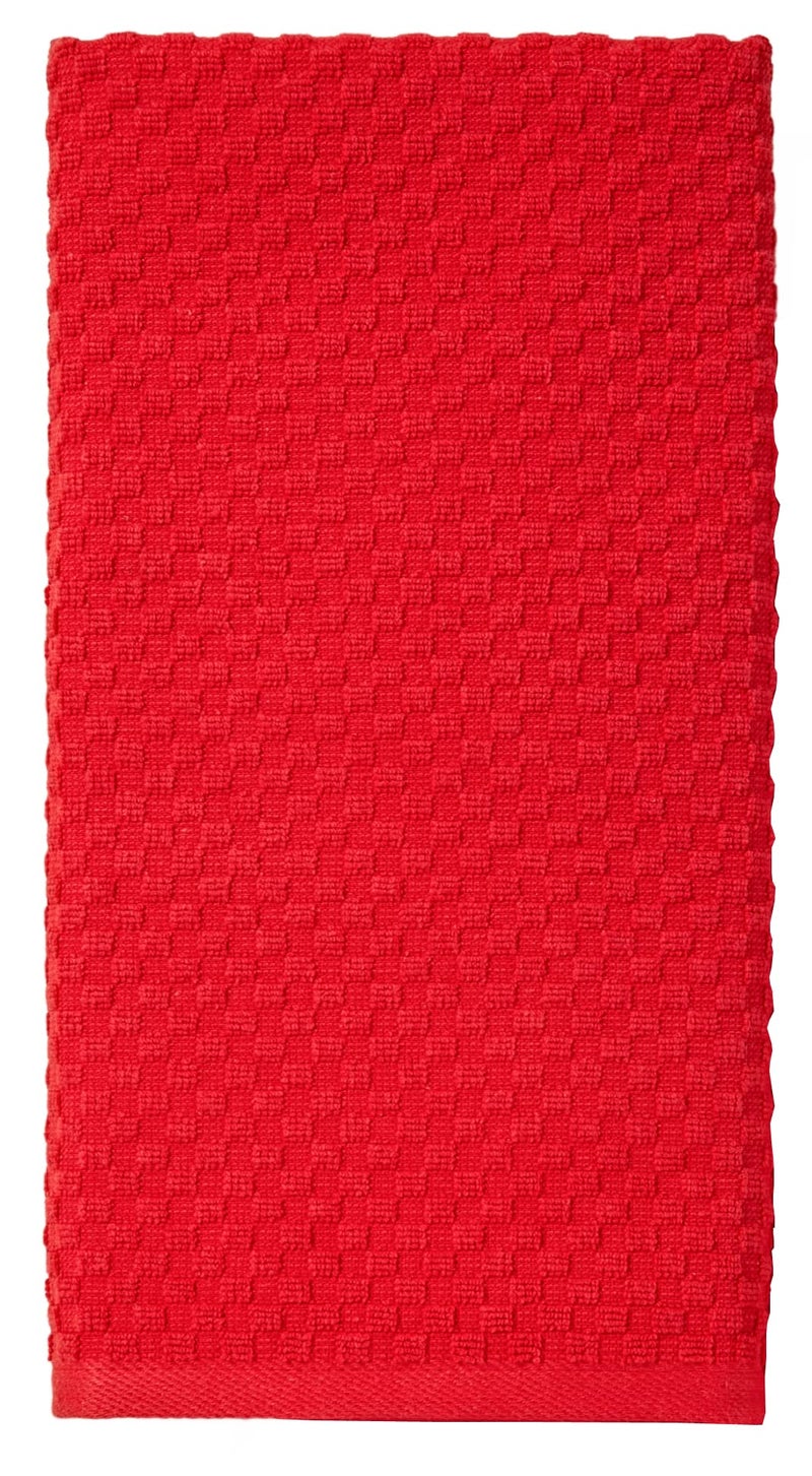 Cotton Craft COTTON CRAFT Amazing Kitchen Towels - Set of 12 Terry Towels - 100% Cotton Euro CafWaffle Weave Dish Towel Set - Soft Absorbent Quick Dry Low Lint Reusable Pantry Bar Cleaning Cloth - 16 x 28 - Red  - Image 3