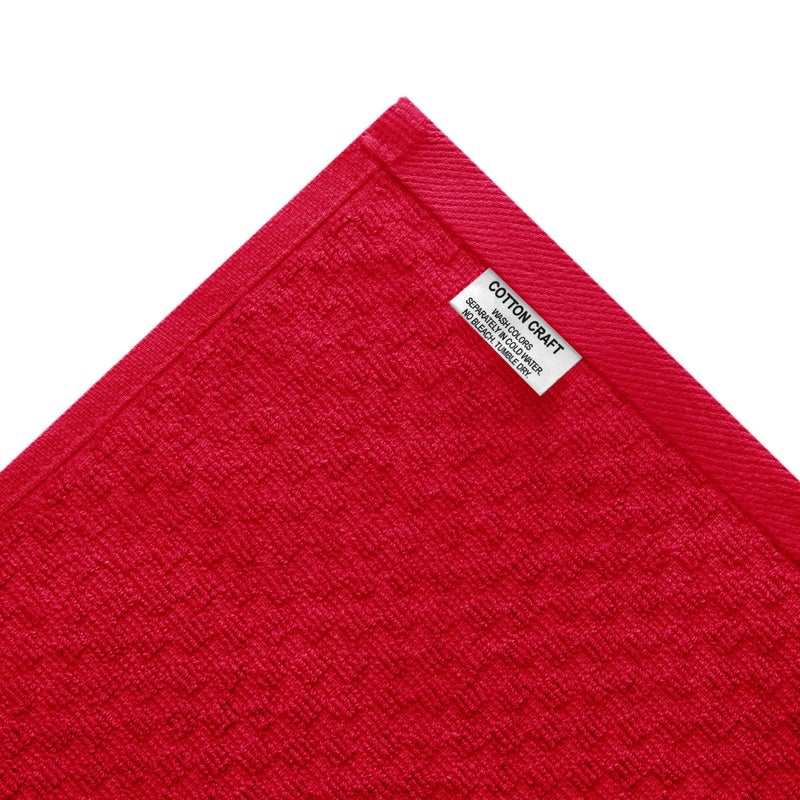 Cotton Craft COTTON CRAFT Amazing Kitchen Towels - Set of 12 Terry Towels - 100% Cotton Euro CafWaffle Weave Dish Towel Set - Soft Absorbent Quick Dry Low Lint Reusable Pantry Bar Cleaning Cloth - 16 x 28 - Red  - Image 4