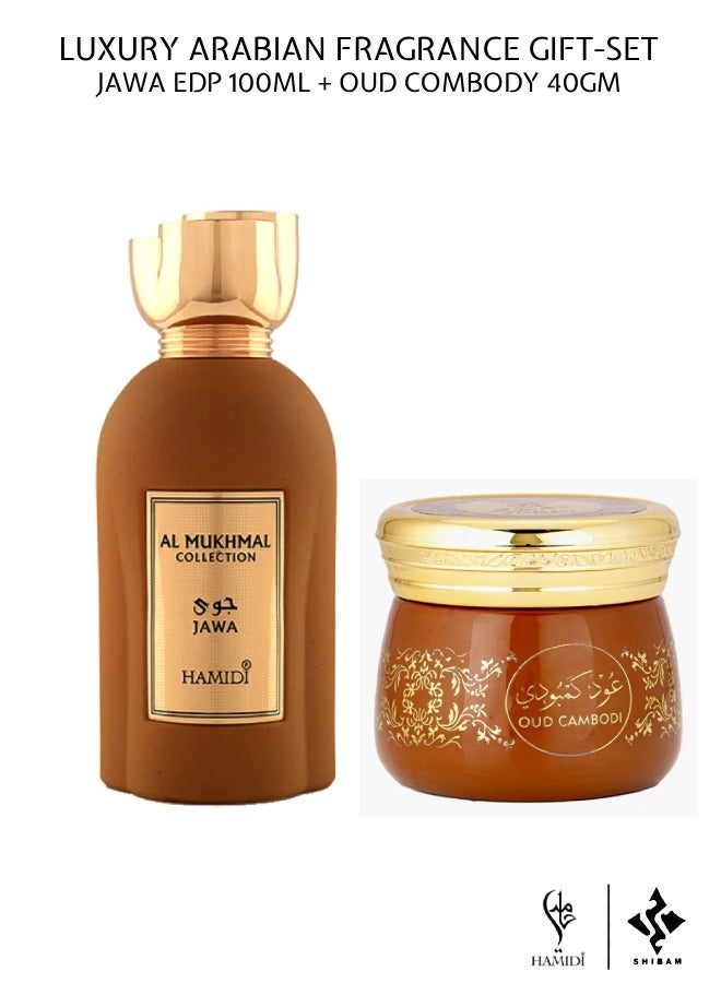HAMIDI Luxurious Bundle Offer Arabic Fragrance Gift Set - Jawa Eau De Parfum 100ml & Oud Cambodi Muattar 40gm - Image 1