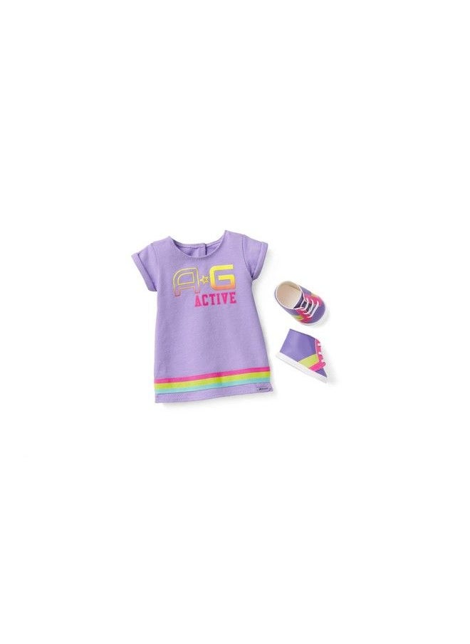American Girl - Truly Me Show Your Sporty Side Outfit For 18Inch Dolls With Purple Printed Tshirt Dress - Image 1