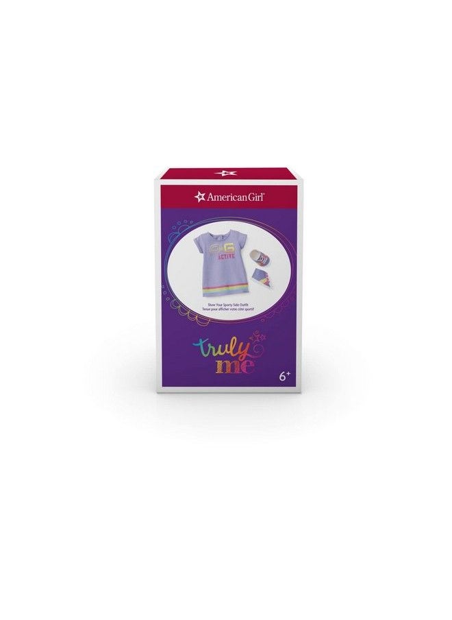 American Girl - Truly Me Show Your Sporty Side Outfit For 18Inch Dolls With Purple Printed Tshirt Dress - Image 1