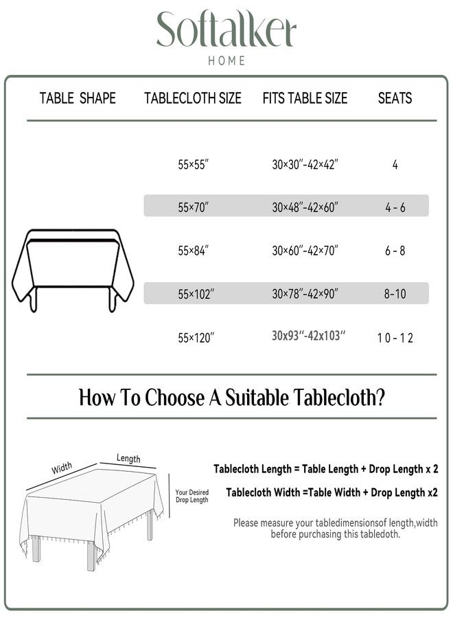 Softalker مفرش طاولة مستطيل بنقشة مربعات ربيعية من سوفت توكر، مفرش طاولة خارجي من الكتان والقطن بنقشة مربعات مع شرابة، غطاء طاولة متين مقاوم للتجاعيد بنقشة مربعات الجاموس لتناول الطعام في عيد الفصح في المنزل - 55 × 120 بوصة، لون أخضر فاتح - Image 2