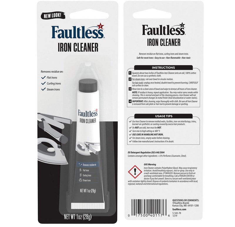 Faultless Hot Iron Cleaner, Non-Toxic Steam Iron Cleaner, Removes Melted Fabrics, Glue, Hard Water, Lime Deposits & Starch (1 oz) (4 Pack) - Image 2