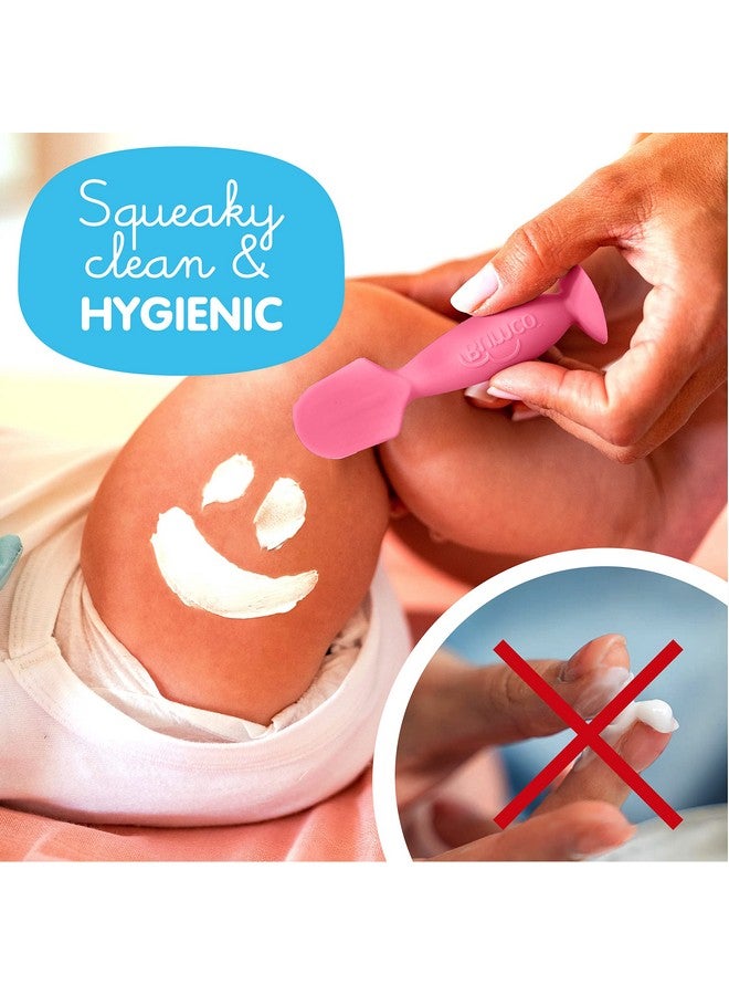 بيبي بام برَش ملعقة كريم الحفاضات الصغيرة من بومكو مع حقيبة - ملعقة خالية من مادة BPA، ملعقة ناعمة ومرنة للحفاضات، أداة وضع كريم الحفاضات، مستلزمات أساسية من ابتكار الأم، أساسيات حقيبة الحفاضات، ملعقة معجون الحفاضات - Image 1