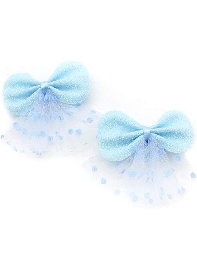 Hot&Sattion 6 Packs Baby Girl Hair Clips Polka Dotted Chiffon Glitter Non slip Butterfly Clips Barrettes for Girls Baby Kids Children Toddlers Hair Accessories - Image 5