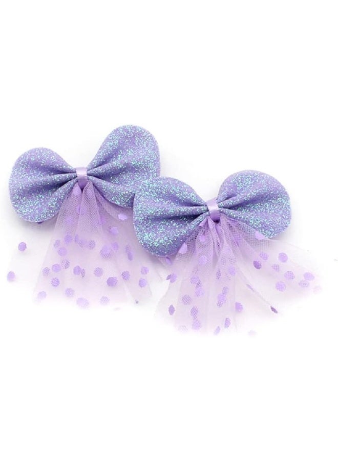 Hot&Sattion 6 Packs Baby Girl Hair Clips Polka Dotted Chiffon Glitter Non slip Butterfly Clips Barrettes for Girls Baby Kids Children Toddlers Hair Accessories - Image 4
