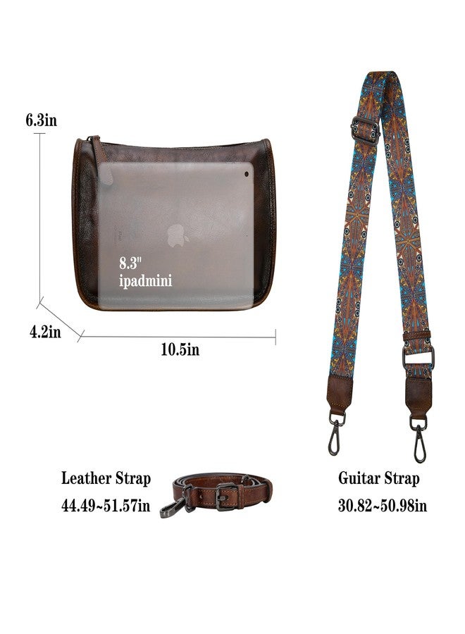 HESHE Leather Crossbody Bags for Women Hobo Handbag Small Crossbody Purse Ladies Boho Bag with Two Straps Shoulder Handbags and Purses(Coffee) - Image 4