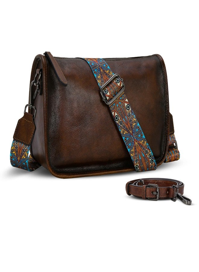 HESHE Leather Crossbody Bags for Women Hobo Handbag Small Crossbody Purse Ladies Boho Bag with Two Straps Shoulder Handbags and Purses(Coffee) - Image 1