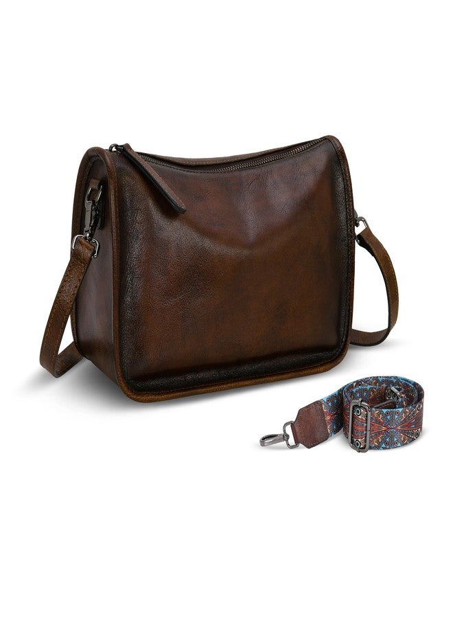 HESHE Leather Crossbody Bags for Women Hobo Handbag Small Crossbody Purse Ladies Boho Bag with Two Straps Shoulder Handbags and Purses(Coffee) - Image 2