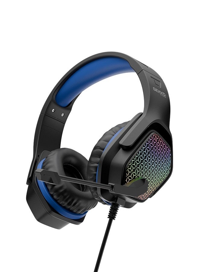 Faster BG500 Gekko Gaming Headphones with LED RGB, Ultra-Clear Mic, Deep Bass 40mm Drivers, Noise-Isolating Cushions, Adjustable Headband, Lightweight Design – Compatible with PC/PS4/PS5/Mobile (Black / Blue) - Image 4