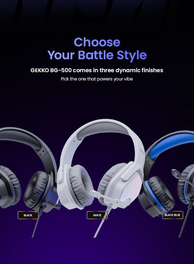 Faster BG500 Gekko Gaming Headphones with LED RGB, Ultra-Clear Mic, Deep Bass 40mm Drivers, Noise-Isolating Cushions, Adjustable Headband, Lightweight Design – Compatible with PC/PS4/PS5/Mobile (Black / Blue) - Image 2
