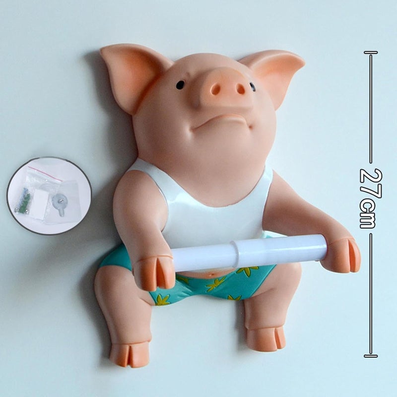 Toilet Paper Holder Animal Figurine Wall Sculpture Toilet Roll Organizer Creative Towel Rack Vinyl Material Suitable for Restroom Kitchen - Image 4