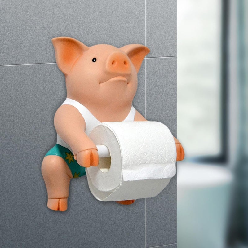 Toilet Paper Holder Animal Figurine Wall Sculpture Toilet Roll Organizer Creative Towel Rack Vinyl Material Suitable for Restroom Kitchen - Image 5