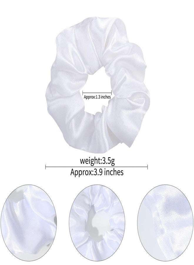 Jeffan 80 Pieces White Satin Scrunchies Bulk, Solid Color Elastic Hair Bands Silky Ponytail Holder for Women Girls Kids Hair Accessories - Image 2