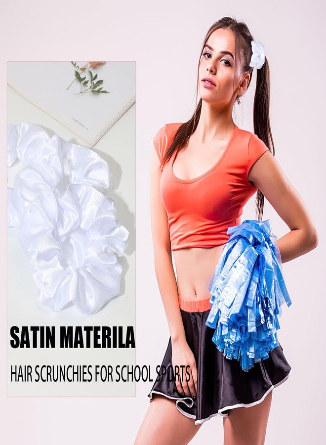 Jeffan 80 Pieces White Satin Scrunchies Bulk, Solid Color Elastic Hair Bands Silky Ponytail Holder for Women Girls Kids Hair Accessories - Image 3