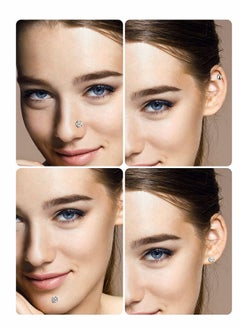 Excefore 6 Pairs Stainless Steel Nose Studs Tragus Bars Labret Bars Crystal Ball Body Piercing Jewelry, Nose Lips Piercing Assorted Design Piercing Jewelry, 6 Designs, 16 Gauge  - Image 5
