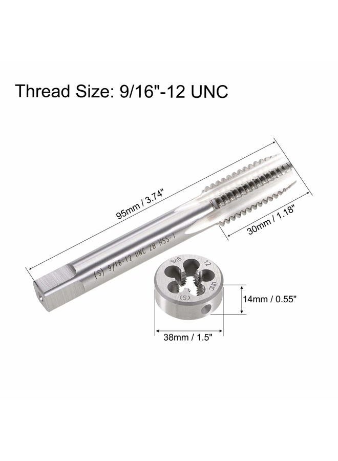 uxcell 9/16"-12 UNC Tap and Die Set, HSS Machine Thread Tap with Round Threading Die, Right Hand - Image 2