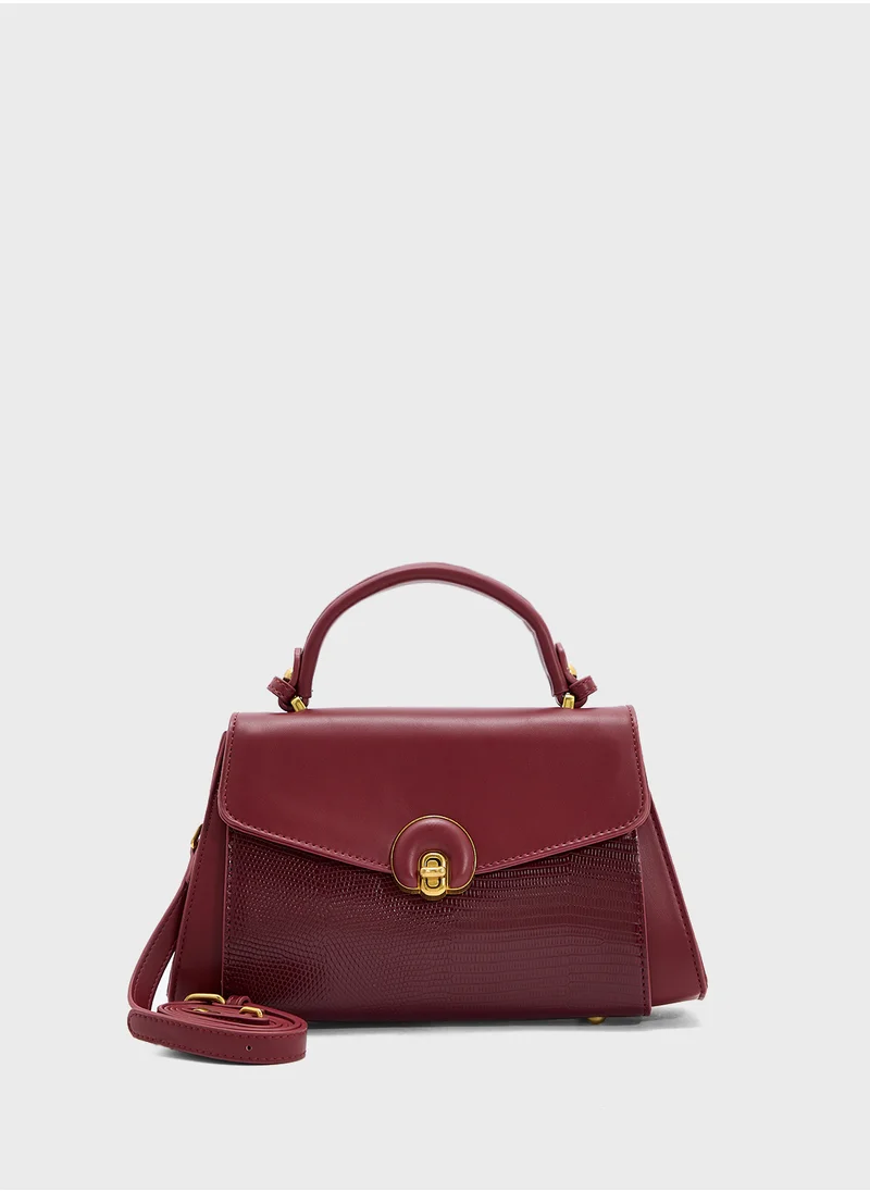 ELLA Snake Print Panel Satchel Bag