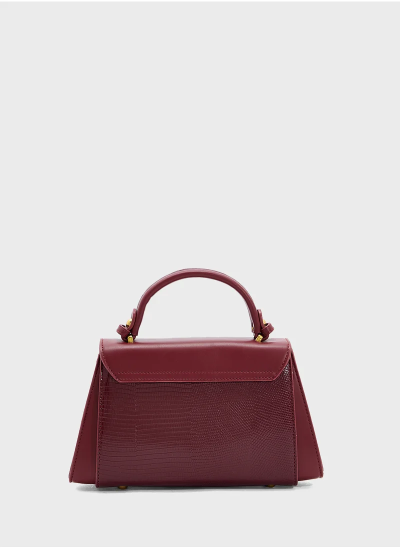 ELLA Snake Print Panel Satchel Bag