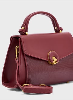 ELLA Snake Print Panel Satchel Bag  - Image 4