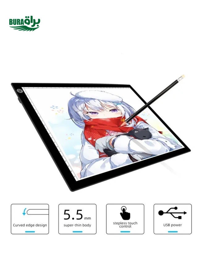 Copy Station Anime Drain Station LED Copy Board With Magnetic Suction Light Board Drawing Plate With USB Cable, Specification: A4 Stepless Dimming (Black) - Image 3