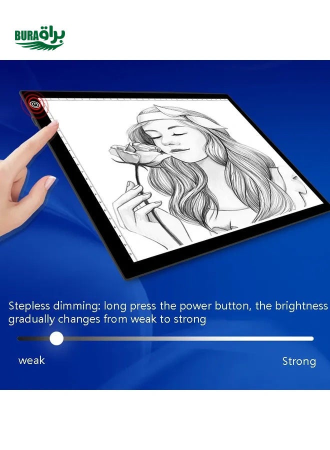 Copy Station Anime Drain Station LED Copy Board With Magnetic Suction Light Board Drawing Plate With USB Cable, Specification: A4 Stepless Dimming (Black) - Image 2