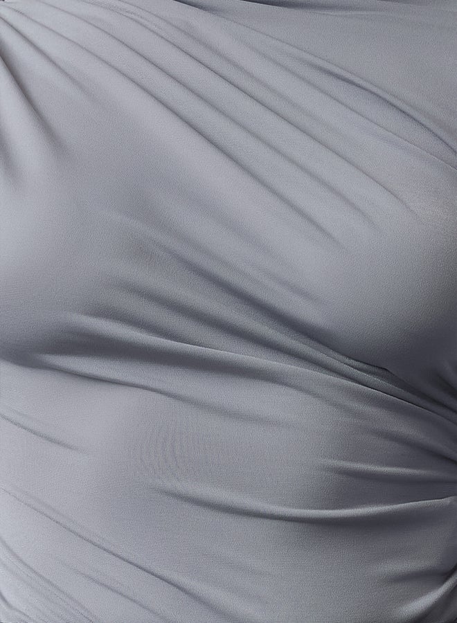 trendyol Gray Cut Out/Window Detailed Knitted Bodysuit - Image 4