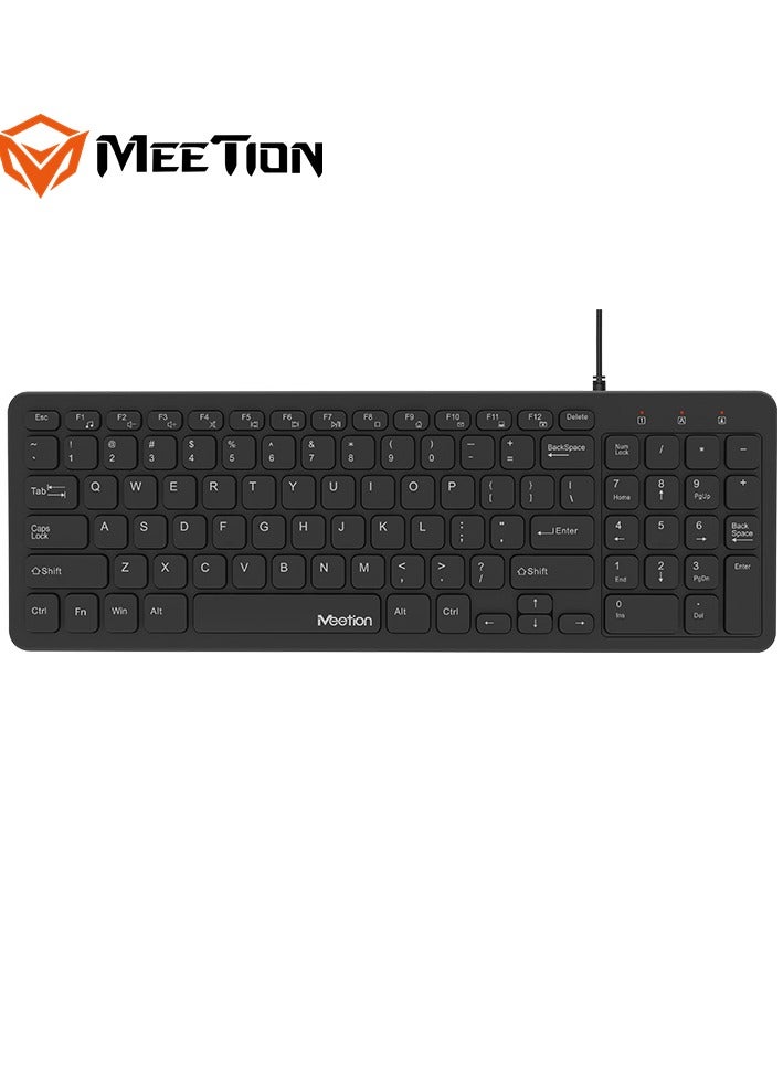 Meetion لوحة مفاتيح ميتون USB رقيقة للغاية بالشوكولاتة K410 تصميم مريح تخطيط UV غير سهل الإزالة لوحة مفاتيح غشاء عالية الجودة (أسود) - Image 3