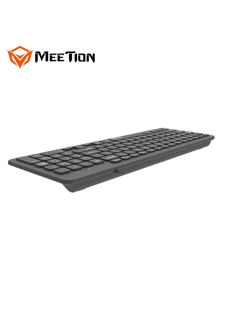 Meetion لوحة مفاتيح ميتون USB رقيقة للغاية بالشوكولاتة K410 تصميم مريح تخطيط UV غير سهل الإزالة لوحة مفاتيح غشاء عالية الجودة (أسود) - Image 5