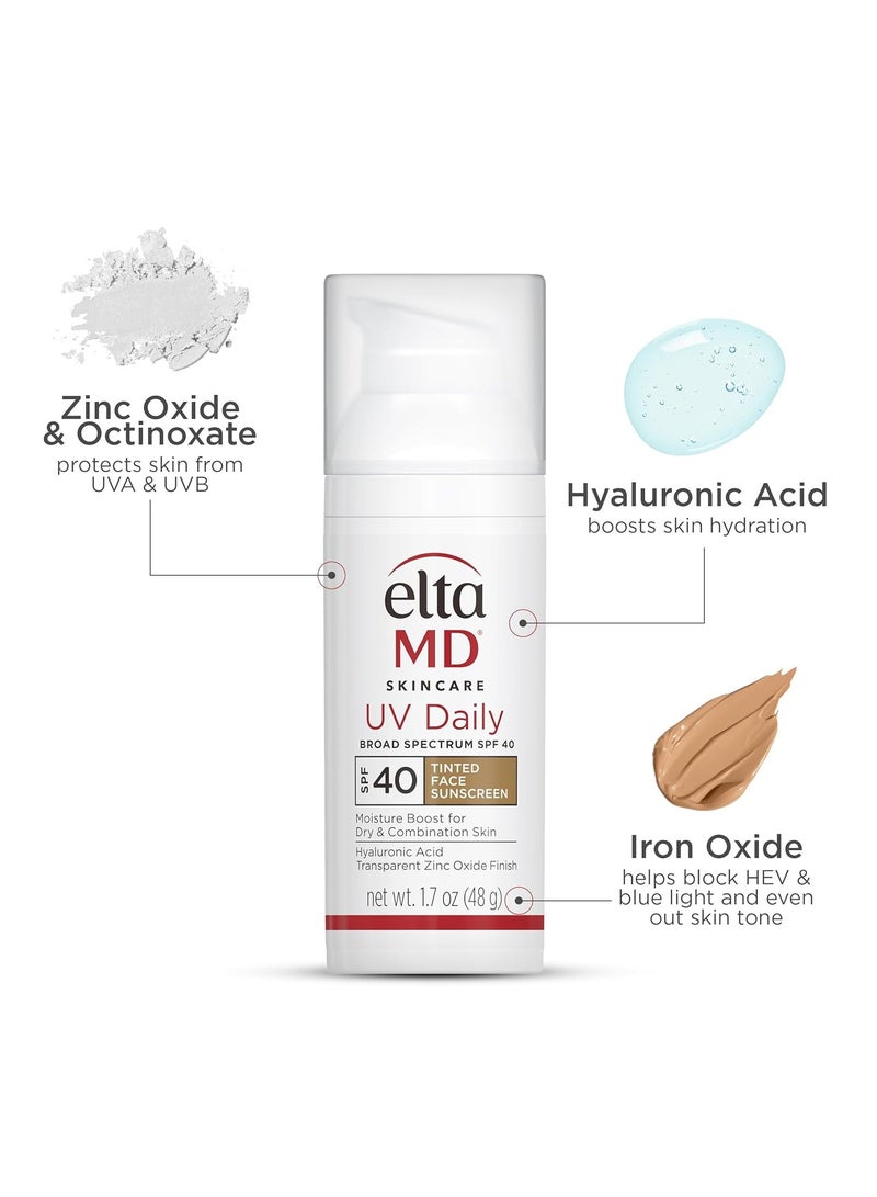 ايتا ام دي الأشعة فوق البنفسجية اليومية SPF 40 ملونة الوجه واقي الشمس مرطب ، ملونة مرطب للوجه مع SPF ، رائعة للجفاف ، مزيج ، والبشرة العادية - Image 4