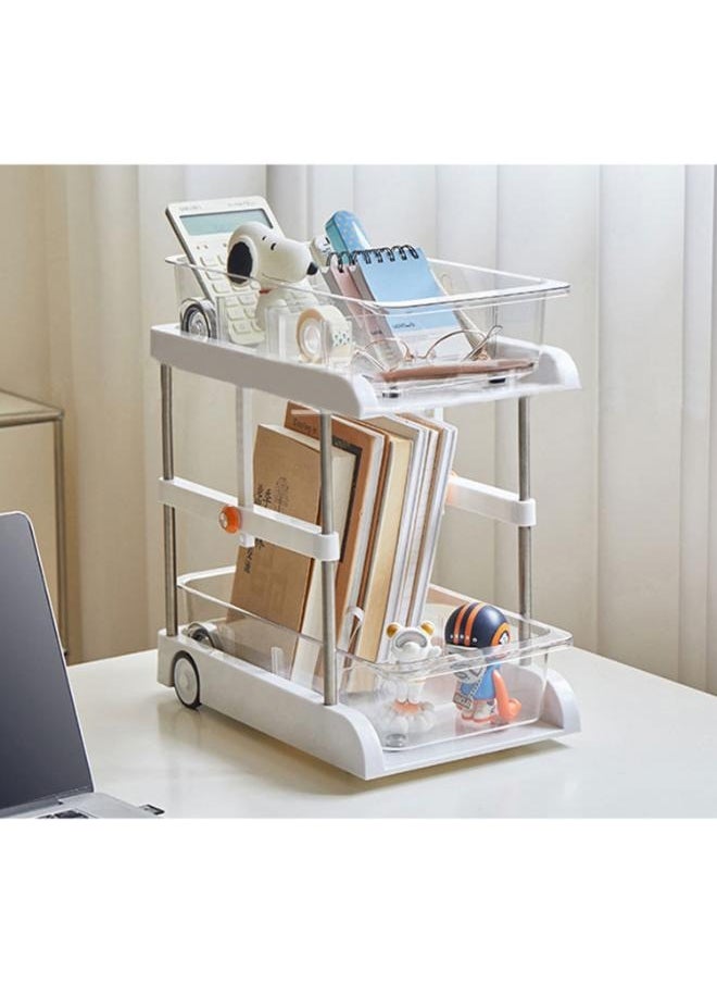 Eoptify 2 Tier Rolling Storage Cart with Wheel, Multi-functional Storage Shelves organizer with basket for Snack Rack, Bathroom Storage Rack, Office, Living Room, Kitchen  - Image 3