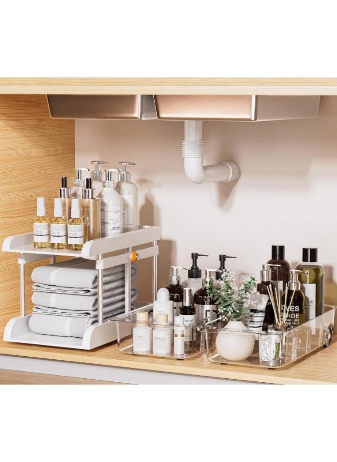 Eoptify 2 Tier Rolling Storage Cart with Wheel, Multi-functional Storage Shelves organizer with basket for Snack Rack, Bathroom Storage Rack, Office, Living Room, Kitchen  - Image 5